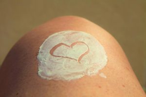 White heart shaped sunscreen